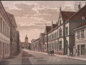 Neustrelitz Schloßstraße Hauptpost Schlossturm historische Ansichtskarte um 1912
